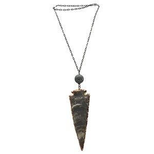 Beljoy Carved Stone Arrowhead Pendant Long Necklace Druzy‎ Boho Western Country